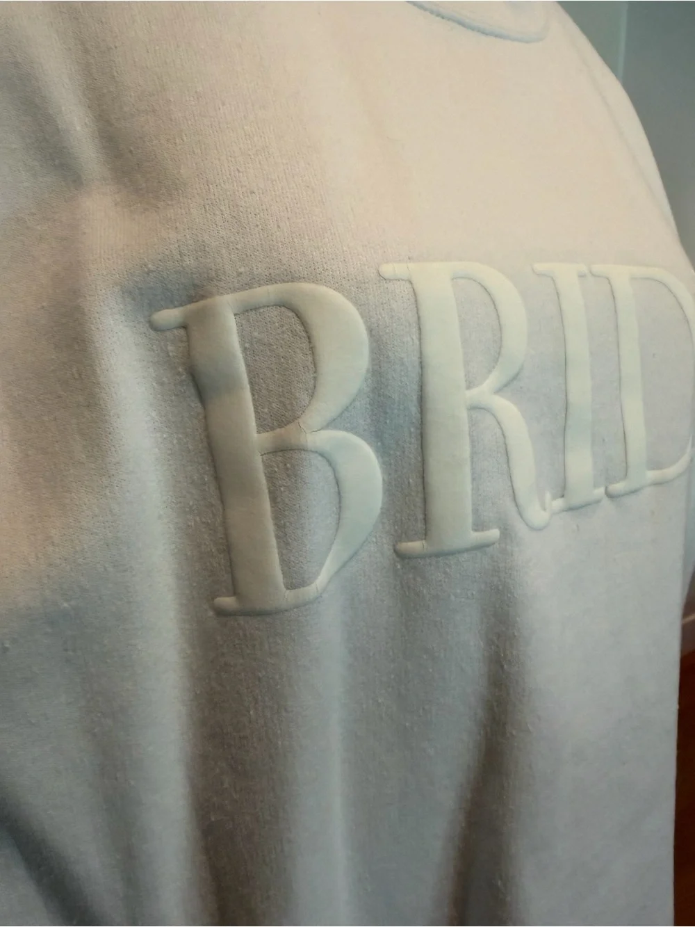 Gildan White "BRIDE" Embroidered Crewneck Sweatshirt - Picture 3 of 5